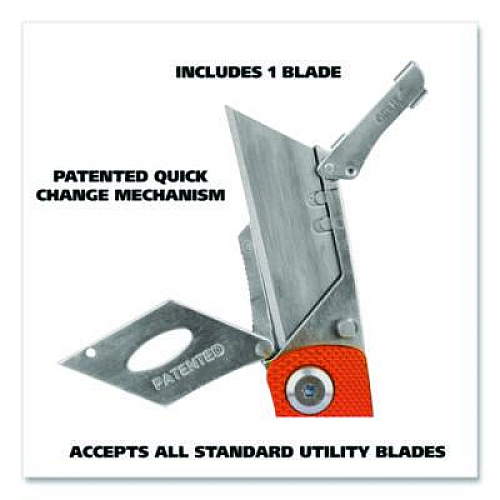 Great Neck Quick Change Lock Back Utility Knife, 3.5" Aluminum Handle, Orange (74201)