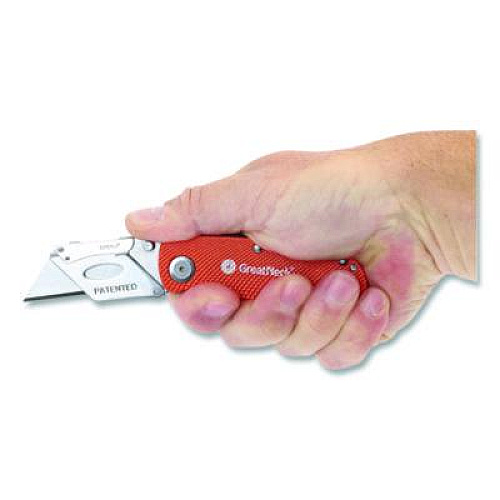 Great Neck Quick Change Lock Back Utility Knife, 3.5" Aluminum Handle, Orange (74201)