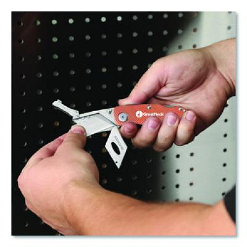 Great Neck Quick Change Lock Back Utility Knife, 3.5" Aluminum Handle, Orange (74201)
