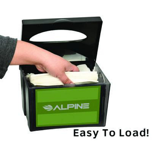Alpine Industries Interfold Table Top Dispenser Napkin Holder, 5.9 x 8 x 6.5, Black (ALP4332)
