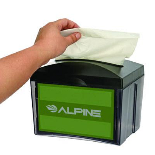 Alpine Industries Interfold Table Top Dispenser Napkin Holder, 5.9 x 8 x 6.5, Black (ALP4332)