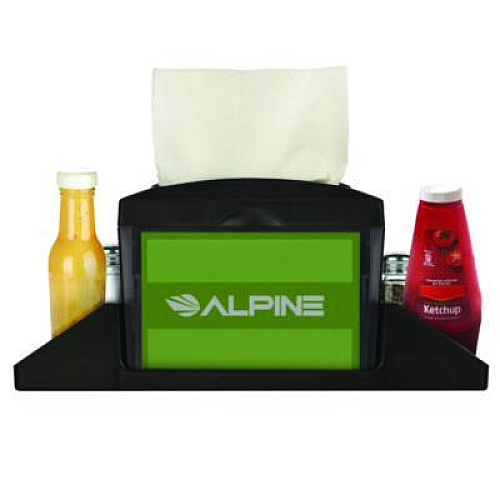 Alpine Industries Interfold Table Top Dispenser Napkin Holder with Caddy, 6 x 14.17 x 6.5, Black (ALP4332C)