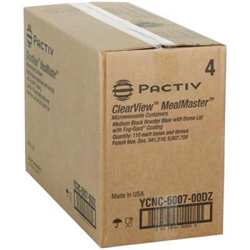 Pactiv Evergreen MealMaster Chicken Roaster Base/Lid, 10 x 7.5 x 4, Black/Clear, Plastic, 110/Carton (YCNC600700DZ)