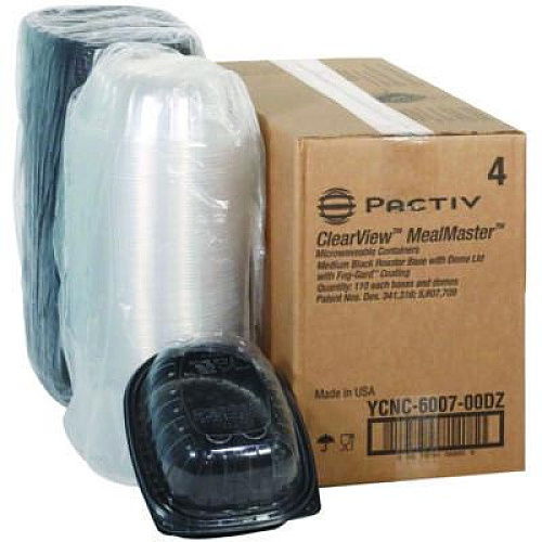 Pactiv Evergreen MealMaster Chicken Roaster Base/Lid, 10 x 7.5 x 4, Black/Clear, Plastic, 110/Carton (YCNC600700DZ)