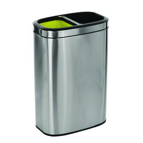 Alpine Industries 10.5 Gallon Stainless Steel Open Top Dual Compartment Trash Can (ALP470R40L)