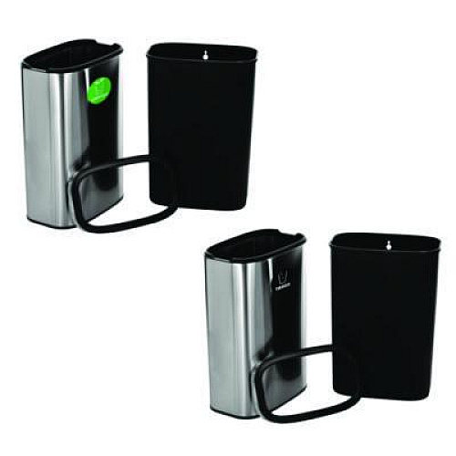 Alpine Industries 10.5 Gallon Compost and Trash Station, Brushed Stainless Steel (ALP47040LCOT)