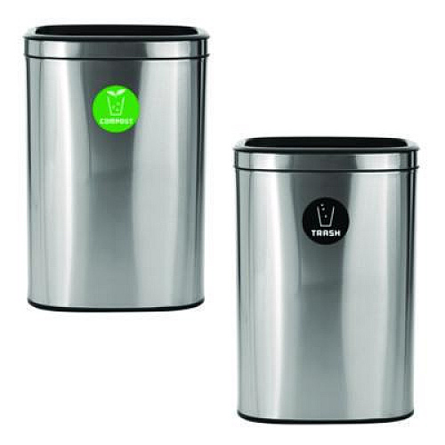 Alpine Industries 10.5 Gallon Compost and Trash Station, Brushed Stainless Steel (ALP47040LCOT)