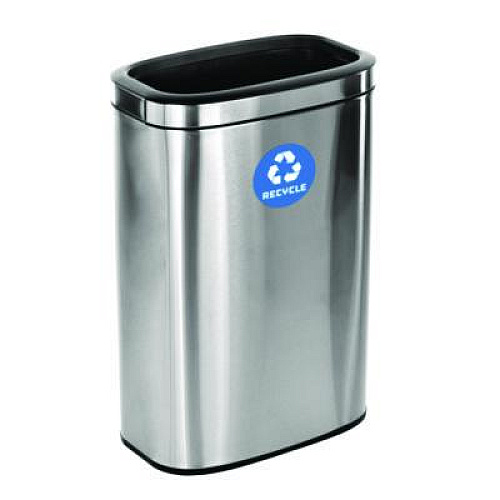 Alpine Industries 10.5 Gallon Slim Recycling Can, Brushed Stainless Steel (ALP47040LR)