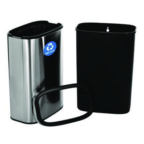 Alpine Industries 10.5 Gallon Slim Recycling Can, Brushed Stainless Steel (ALP47040LR)