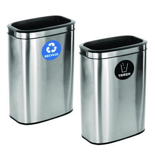 Alpine Industries 10.5 Gallon Recycle and Trash Station, Brushed Stainless Steel (ALP47040LRT)