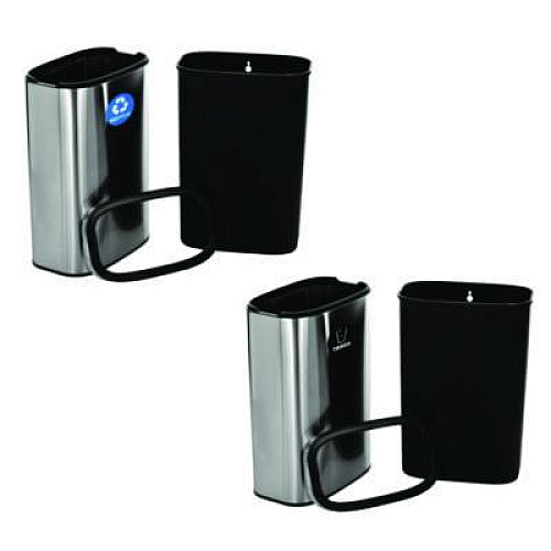 Alpine Industries 10.5 Gallon Recycle and Trash Station, Brushed Stainless Steel (ALP47040LRT)