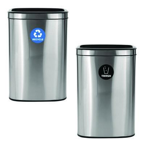 Alpine Industries 10.5 Gallon Recycle and Trash Station, Brushed Stainless Steel (ALP47040LRT)
