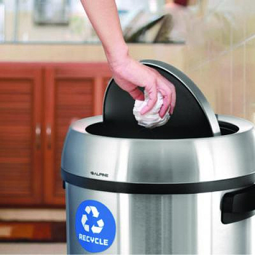 Alpine Industries 17 Gallon Stainless Steel Indoor Recycling Receptacle with Swivel Lid (ALP47065L1R)