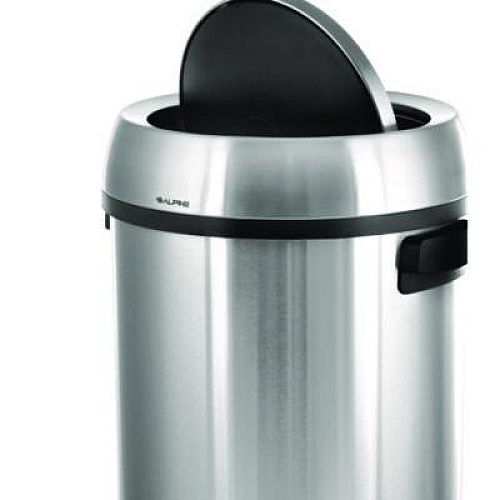 Alpine Industries 17 Gallon Stainless Steel Commercial Trash Can with Swing Lid (ALP47065L1)