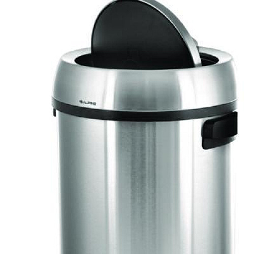 Alpine Industries 17 Gallon Stainless Steel Commercial Trash Can with Swing Lid (ALP47065L1)