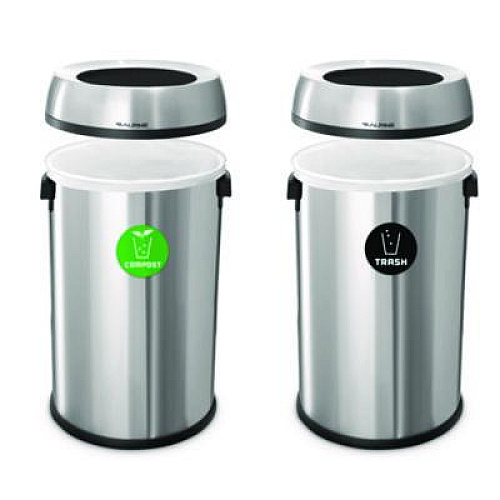 Alpine Industries 17 Gallon Stainless Steel Open Top Compost and Trash Station (ALP47065LCOT)