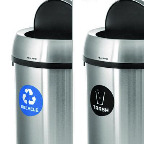 Alpine Industries 17 Gallon Stainless Steel Open Top Recycling Bin and Trash Receptacle (ALP47065LRT)