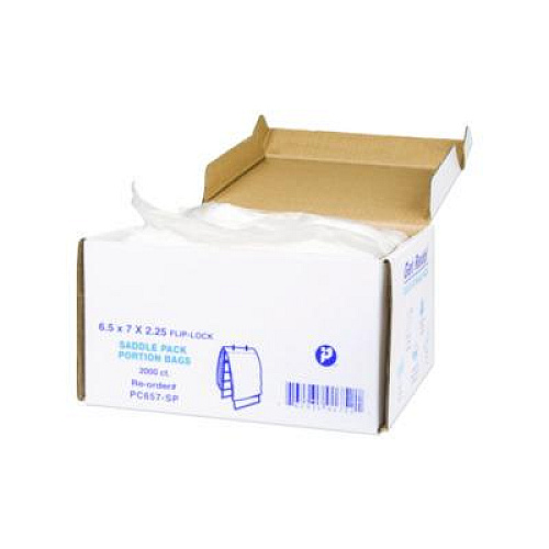 Inteplast Group Get Reddi Saddle Pack Poly Food Portion Bags, Fold-Top Closure, 0.5 mil, 6.5" x 7", Clear, 2,000/Carton (PC657SP)