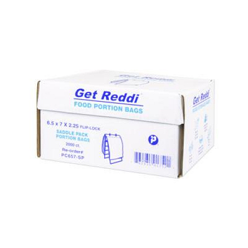 Inteplast Group Get Reddi Saddle Pack Poly Food Portion Bags, Fold-Top Closure, 0.5 mil, 6.5" x 7", Clear, 2,000/Carton (PC657SP)