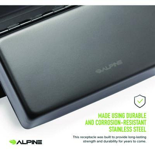 Alpine Industries Stainless Steel Wall-Mounted Sanitary Napkin Receptacle, Black (ALP451SSBBLK)