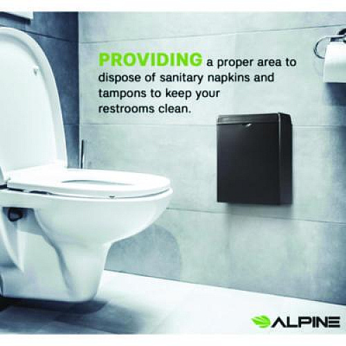 Alpine Industries Stainless Steel Wall-Mounted Sanitary Napkin Receptacle, Black (ALP451SSBBLK)
