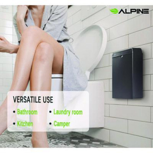 Alpine Industries Stainless Steel Wall-Mounted Sanitary Napkin Receptacle, Black (ALP451SSBBLK)