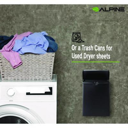 Alpine Industries Stainless Steel Wall-Mounted Sanitary Napkin Receptacle, Black (ALP451SSBBLK)