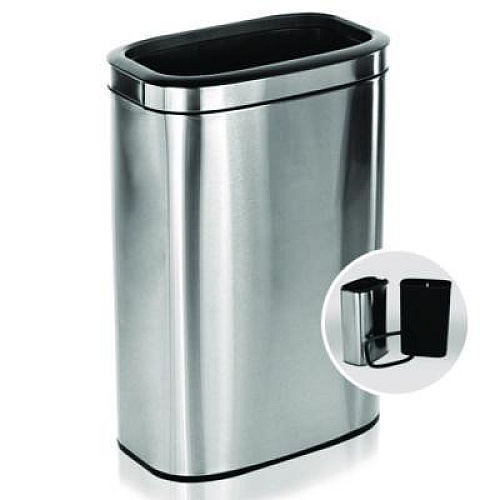 Alpine Industries Stainless Steel Rectangular Liner Open Top Trash Can, 10.5 gal, Brushed Stainless Steel (ALP47040L)
