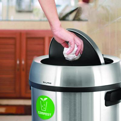Alpine Industries 17 Gallon Stainless Steel Indoor Compost Receptacle with Swivel Lid (ALP47065L1CO)