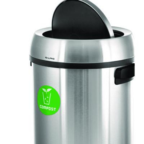 Alpine Industries 17 Gallon Stainless Steel Indoor Compost Receptacle with Swivel Lid (ALP47065L1CO)