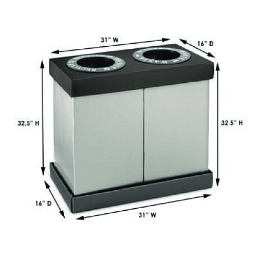 Alpine Industries 28 Gal Indoor Trash Can and Recycling Bin, Corrugated Polypropylene, Gray, 2 Bin (ALP47102BLK)