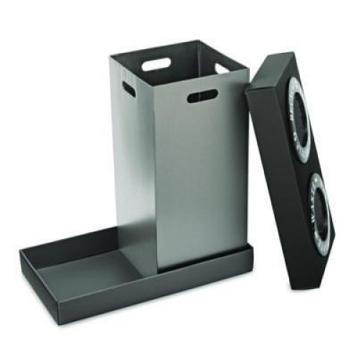 Alpine Industries 28 Gal Indoor Trash Can and Recycling Bin, Corrugated Polypropylene, Gray, 2 Bin (ALP47102BLK)
