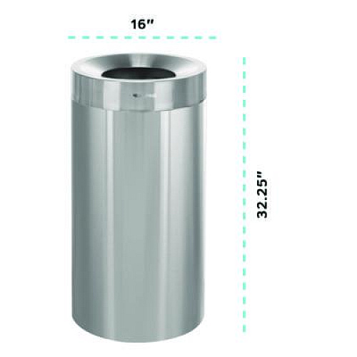 Alpine Industries 27 Gallon Stainless Steel Commercial Indoor Trash Can, Brushed Stainless Steel (ALP47527)