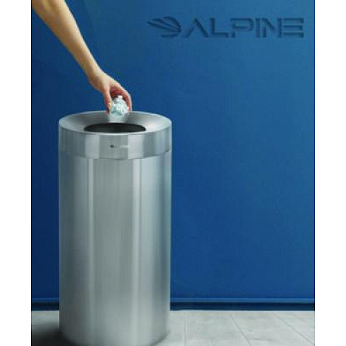 Alpine Industries 27 Gallon Stainless Steel Commercial Indoor Trash Can, Brushed Stainless Steel (ALP47527)