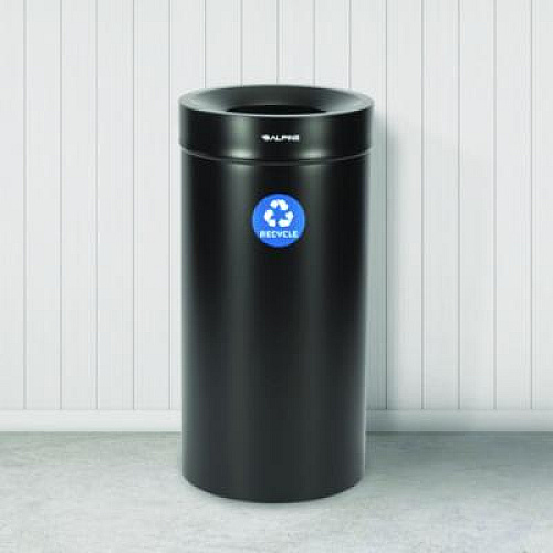 Alpine Industries 27 Gallon Stainless Steel Recycling Can, Black (ALP47527BLKR)