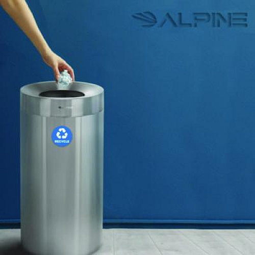 Alpine Industries 27 Gallon Stainless Steel Recycling Can, Brushed Stainless Steel (ALP47527R)