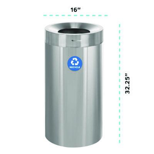 Alpine Industries 27 Gallon Stainless Steel Recycling Can, Brushed Stainless Steel (ALP47527R)