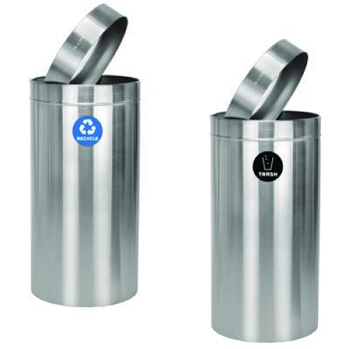 Alpine Industries 27 Gallon Stainless Steel Recycling Can and Trash Receptacle, Brushed Stainless Steel (ALP47527RT)