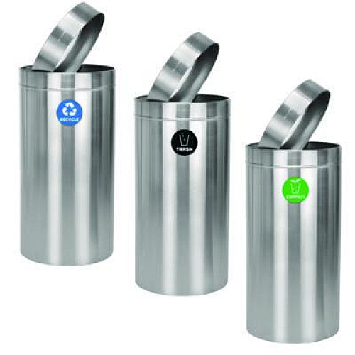 Alpine Industries 27 Gallon Stainless Steel Compost Bin, Recycling Can and Trash Receptacle, Brushed Stainless Steel (ALP47527RTCO)