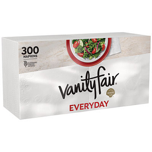 Vanity Fair Everyday Casual Napkins, 2-Ply, 12.7 x 13, White, 300/Pack (3550326)