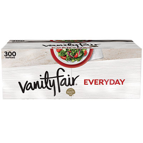 Vanity Fair Everyday Casual Napkins, 2-Ply, 12.7 x 13, White, 300/Pack (3550326)