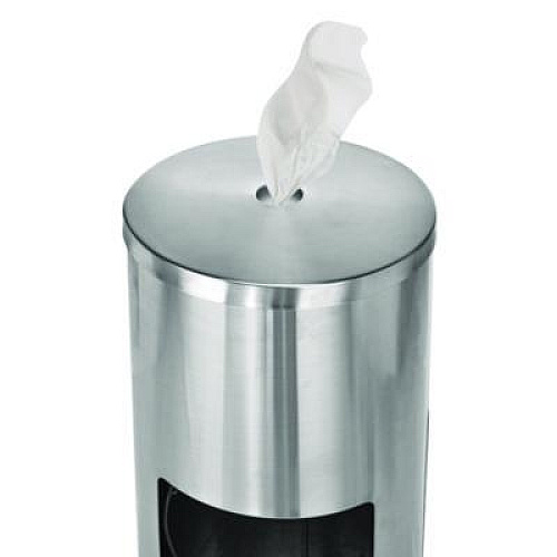 Alpine Industries Stainless Steel 7 Gal Trash Can with Gym Disinfecting Wipes Dispenser (ALP4777)