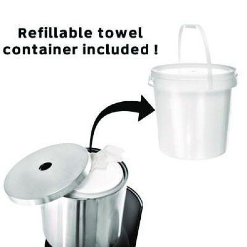 Alpine Industries Stainless Steel 7 Gal Trash Can with Gym Disinfecting Wipes Dispenser (ALP4777)