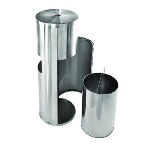 Alpine Industries Stainless Steel 7 Gal Trash Can with Gym Disinfecting Wipes Dispenser (ALP4777)