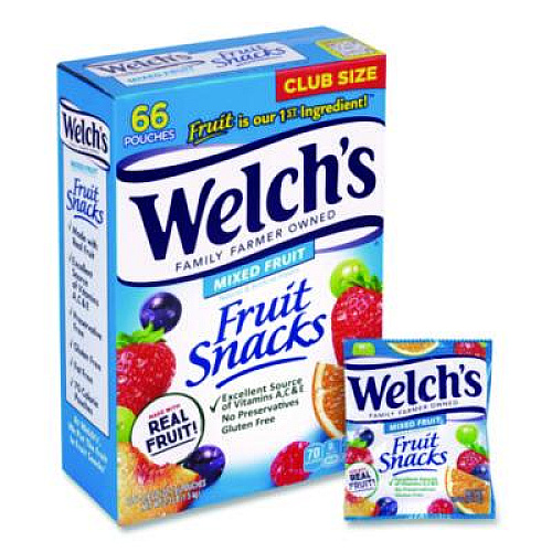 Welch's Fruit Snacks, Mixed Fruit, 0.8 oz Pouch, 66 Pouches/Box (20900320)