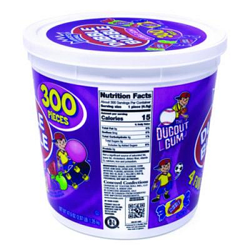 Dubble Bubble Bubble Gum Assorted Flavor Twist Tub, 300 Pieces/Tub, 1 Tub/Carton (22000223)