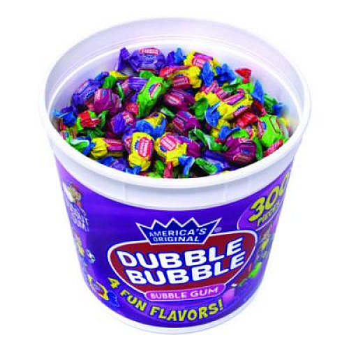 Dubble Bubble Bubble Gum Assorted Flavor Twist Tub, 300 Pieces/Tub, 1 Tub/Carton (22000223)