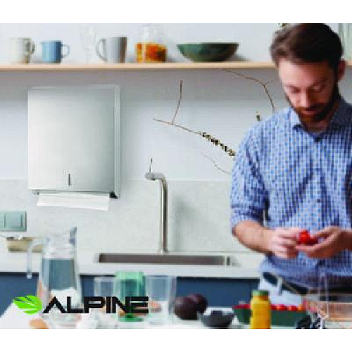 Alpine Industries Vertical C-Fold/Multi-Fold Paper Towel Dispenser, 14.5 x 4 x 11.2, Brushed Stainless Steel (ALP480)