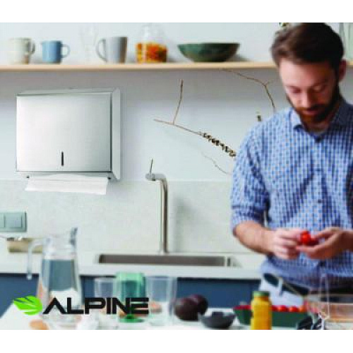 Alpine Industries Horizontal C-Fold/Multi-Fold Paper Towel Dispenser, 10.2 x 4 x 11.2, Brushed Nickel (ALP481)
