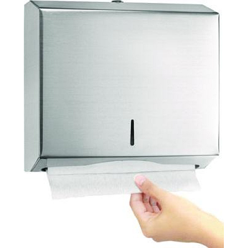 Alpine Industries Horizontal C-Fold/Multi-Fold Paper Towel Dispenser, 10.2 x 4 x 11.2, Brushed Nickel (ALP481)
